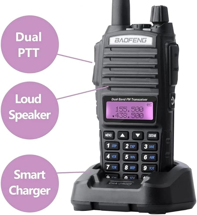 BAOFENG UV-82 5W Radio Handheld Dual Band Portable Walkie Talkies for Adults with Earpiece