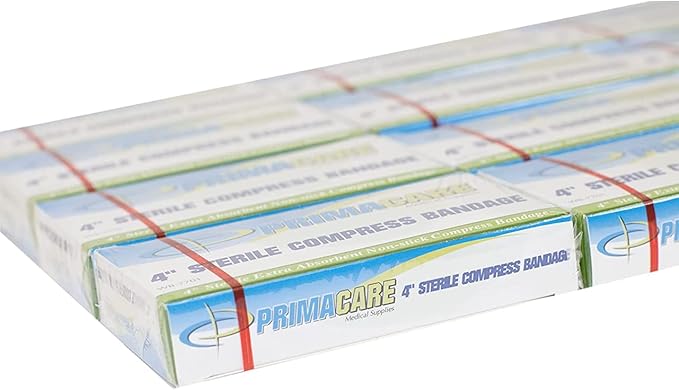 PrimaCare WB-7701-CS First Aid Sterile Compress Bandage for Wound Dressing, Medical Supplies Gauze Bandage Roll, 4" x 7", Pack of 12