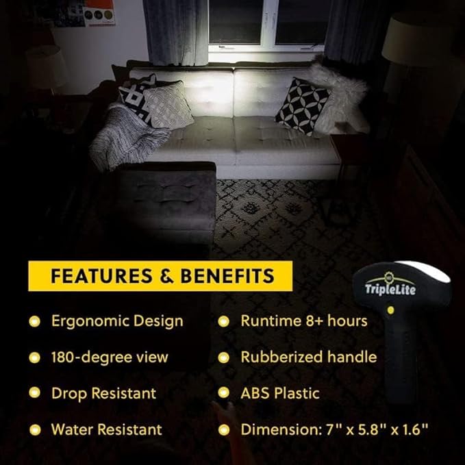 180 Degree LED Flashlight - Super Bright Light – High 600 Lumen, Water Resistant Light for Camping Accessories, Outdoors, Emergency Flashlight- Patented -Black