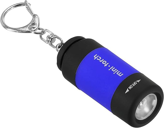 PATIKIL 2.1" Mini Rechargeable LED Keychain Flashlight, EDC Portable Small Torch with USB Charging for Everyday Carry, Blue