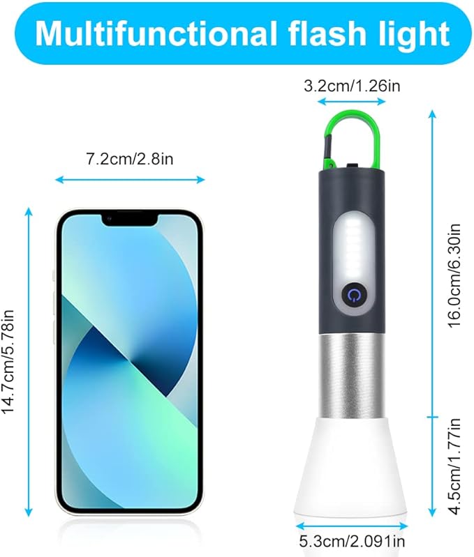 Ainiv Rechargeable LED Flashlight and Camping Lantern Combo, High Lumens 4 Modes Tactical Flashlight, Small LED Flashlight Zoomable, Handy Light with Lamp Shade for Camping, Outdoors