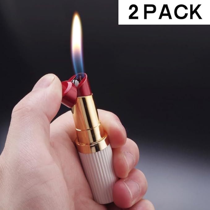 2 Pack Black and White Windproof Butane Jet Torch Lighter,Funny Cool Lighters,Adjustable Jet Flame Torch,Refillable,Grill BBQ Candle Camping(Without Gas) (R2)
