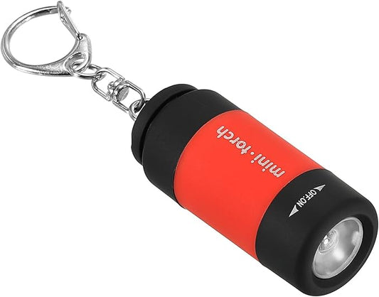 PATIKIL 2.1" Mini Rechargeable LED Keychain Flashlight, EDC Portable Small Torch with USB Charging for Everyday Carry, Red