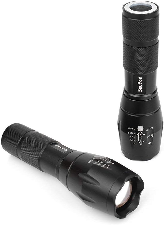 Military Grade Flashlight 2000 Lumen 5 Modes Water Resistant LED Tactical Torch Flash Light, 4 Pack