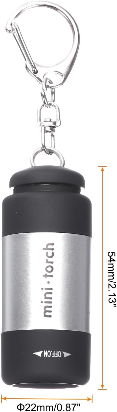 PATIKIL Mini Keychain Flashlight, Pocket LED Flashlight Portable Torch USB Rechargeable for Outdoor Camping Party, Silver Tone