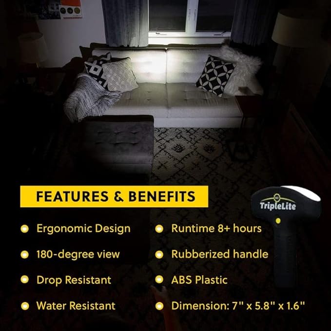180 Degree LED Flashlight - Super Bright Light – High 300 Lumen, Water Resistant Light for Camping accessories, Outdoors, Emergency Flashlight- Patented
