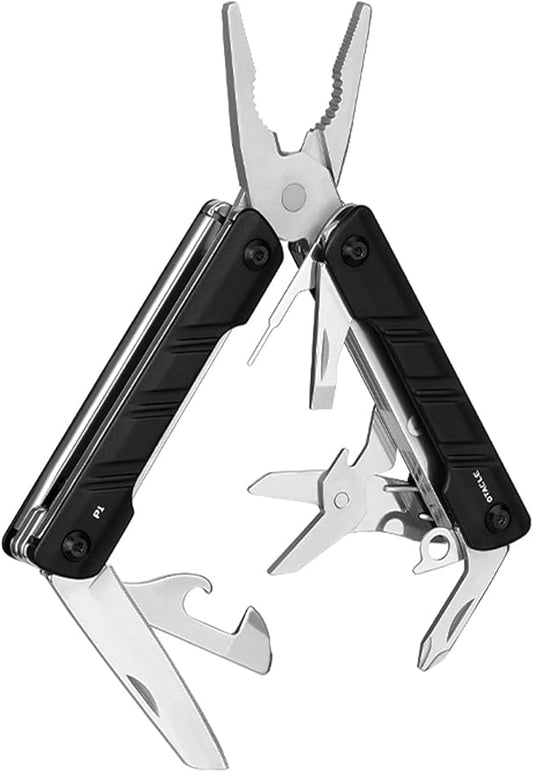 OKNIFE Otacle P1 11-in-1 EDC Multitool, Mini Multitool Pliers Pocket Knife, Bottle Opener and Screwdriver, Camping, Survival, Hiking Tool, Black