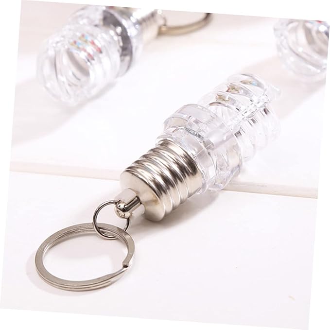 STOBOK 10pcs Spiral Light Bulbs Flashlight Keychain Mini Flashlight Keychain Light Lamp Keychain for Kids Adults Hiking Camping Party Favors Goody Bag Fillers Prizes