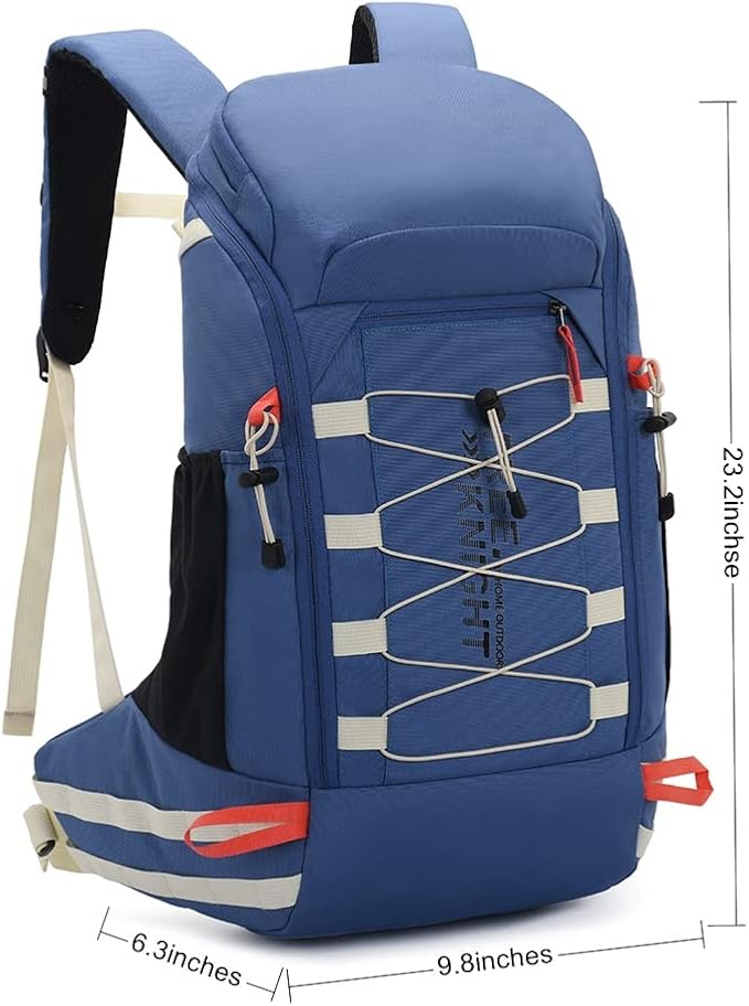 Bseash 40L Waterproof Hiking Camping Backpack with Rain Cover, Outdoor Sport Travel Daypack Rucksack for Skiing Cycling (Blue)