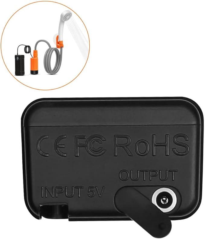 Portable Camping Shower Battery, 7.4V 2200mAH Portable Rechargeable Battery, Waterproof Design, Camping Shower Battery with Charge Cable, Compatible with CS01 Camping Shower