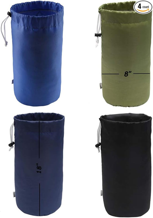 Durable Drawstring Water Resistant Dust Flap Stuff Sack Bag 4-Pack