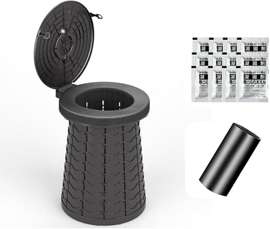 Extra Large Plus Size Big and Tall Portable Toilet, Ideal as Travel Potty for Car, Trucker or Boat or Porta Potty for Adults, Camp Toilet. Poo Gel and Bags Included.