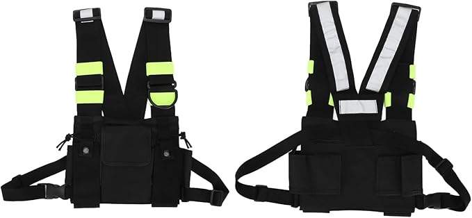 ASHATA Walkie Talkie Chest Bag Two Way Radio Universal Radio Chest Harness Bag Tactical Chest Front Pack Pouch Oxford Cloth for Hiking, Biking, Work, School, Camping