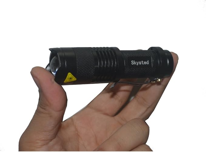 Skysted® (2 Pack A300 Super Mini Bright 300LM Single Mode Zoomable Focus Pocket Flashlight,Powered by 1 x AA or 1 x 14500 Battery(Not Included)