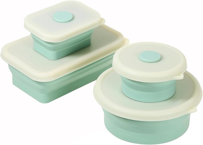 Collapsible Bowls for Camping(41oz,100% Food-grade Silicone Bowl with Lid Free BPA,Folding Mixing Bowls for Travel,RV storage,Leftovers,Swell Salad Bowl Kit