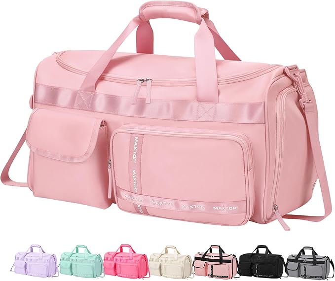 MAXTOP Gym Bag for Women Men Travel Duffle Bag Large Capacity Carry On Weekender Overnight Bag With Shoe Compartment Gym Tote Dry Wet Separation Duffel Bag for Travel