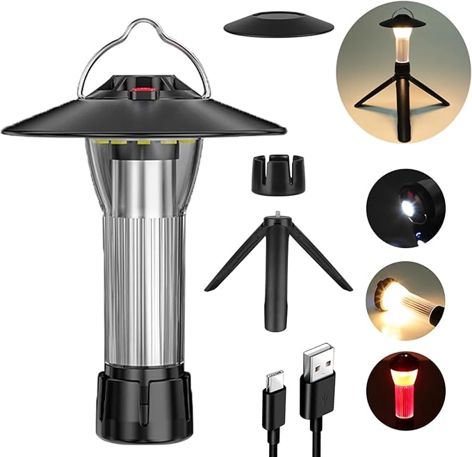 Outdoor Portable Camping Lights,LED Rechargeable Flashlights Magnetic, USB Pocket Flashlight with 3 Modes, Waterproof,Small Tactical Flashlights for Camping Travel Emergency