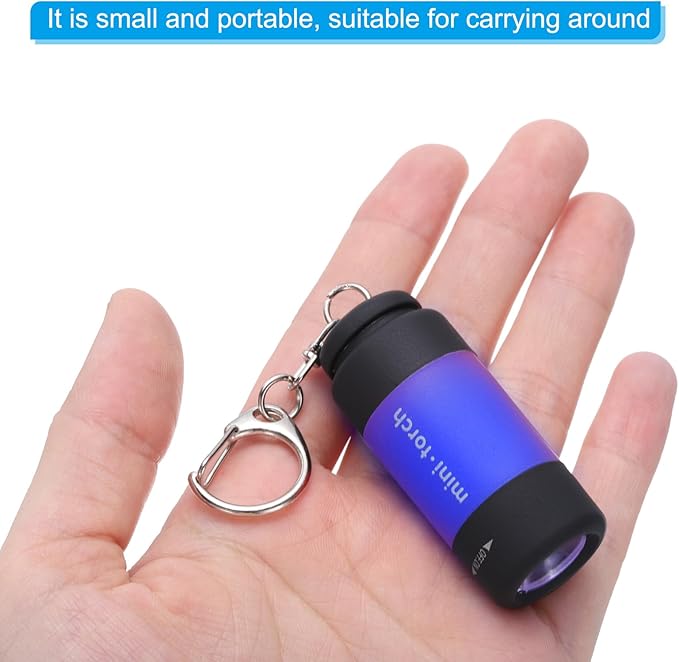PATIKIL Mini Keychain Flashlight, Pocket LED Flashlight Portable Torch USB Rechargeable for Outdoor Camping Party, Dark Blue