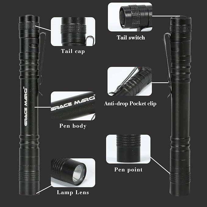 Pen Light Flashlight, Bright Small Handheld Pocket Flashlight, 3 Modes Mini Small Flashlights High Lumens with Clip LED Pen Flashlight for Camping Emergency Inspection Outdoor, 5 Pack