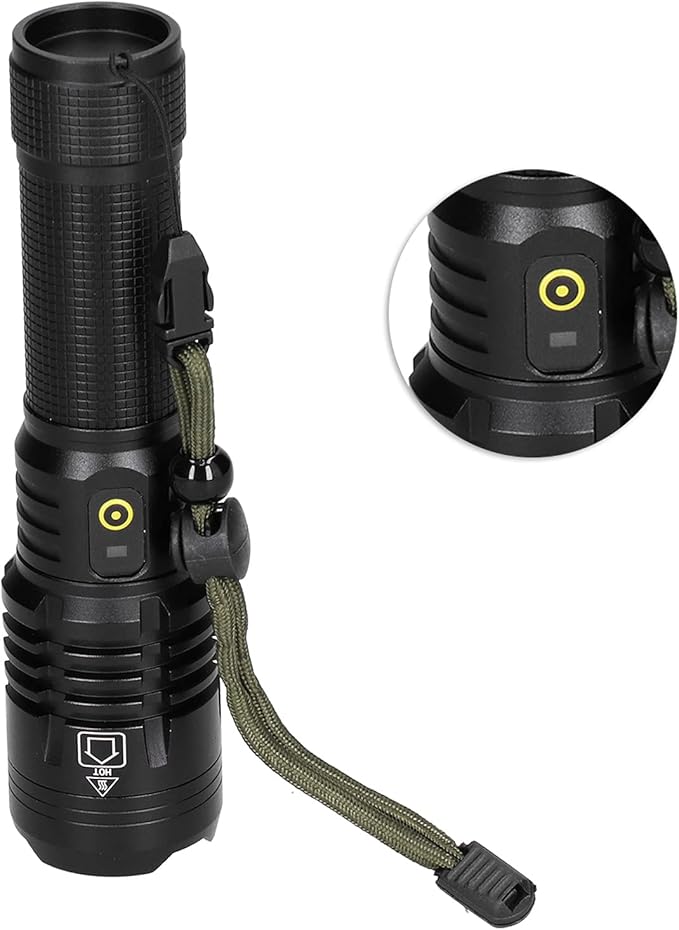 Garosa Flashlight Powerful Torch 5000LM Long Shot Telescopic Zoom Waterproof Emergency Flashlight for Outdoor Tourism Hiking Camping,Flashlight