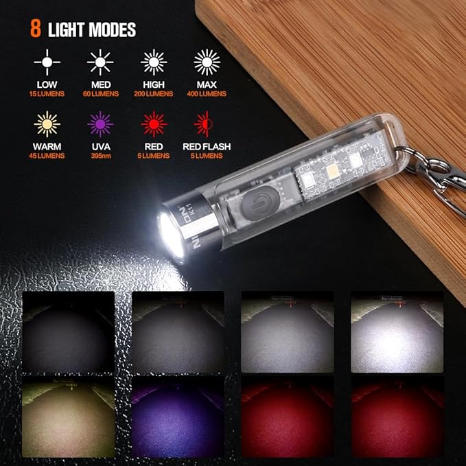 NICRON K11 Rechargeable Keychain Flashlight Lightweight,400 Hight Lumen with Extra 4 Sidelight, IPX4 EDC Mini Flashlight Be Used for Camping Outdoors Emergency Daiy Use
