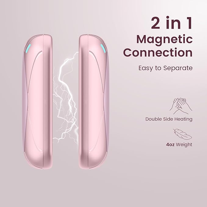 Hand Warmers Rechargeable, 2 Pack Magnetic Electric Hand Warmers, 6000mah Max 12Hrs Quick Charge Portable Hand Warmer, Great Gift for Christmas, Raynauds, Outdoors, Hunting, Golf, Camping