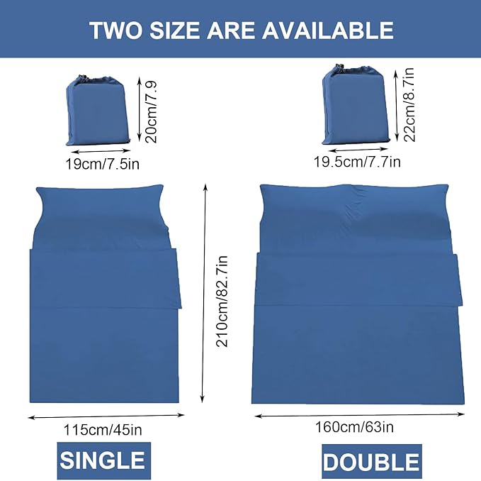 Sleeping Bag Liner Portable Travel Camping Sheets Lightweight and Compact Sleeping Sack Sheets for Adults Comfortable Liners for Traveling Hotel Camping Picnic Hostels Backpacking