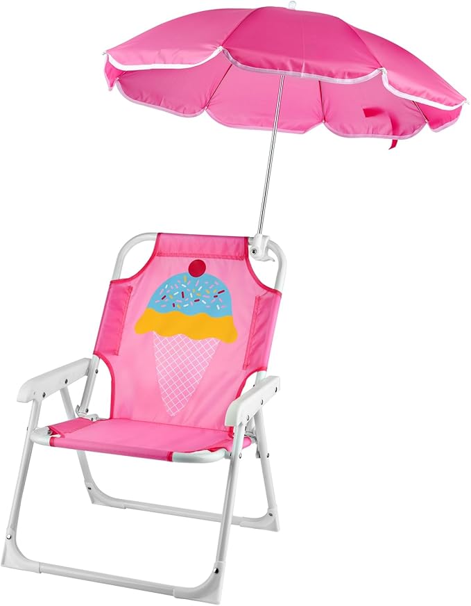 PLULON Kids Beach Chair with Umbrella Folding Lawn and Camping Chair with Summer Shade Children's Beach Chair for Beach Pool Travel Outdoor(for 1-5 Years Old)