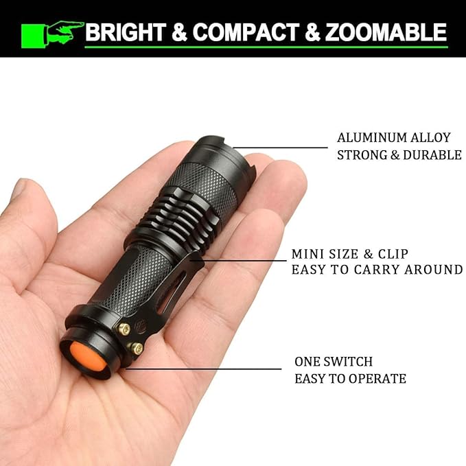 MODOAO COB LED Flashlights,Ultra Bright 4 Modes Mini Handheld Torch,Waterproof Pocket Lights for Emergency and Outdoor and Camping Use(5 Pack)