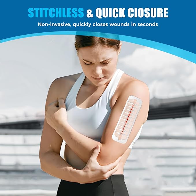 Large Butterfly Bandages for Extra Large Wounds | FSA/HSA Eligible Steri Strips Wound Closure - Surgical-Grade Stitch-Free Laceration Repair & Rapid Hemostasis, Emergency First Aid Care