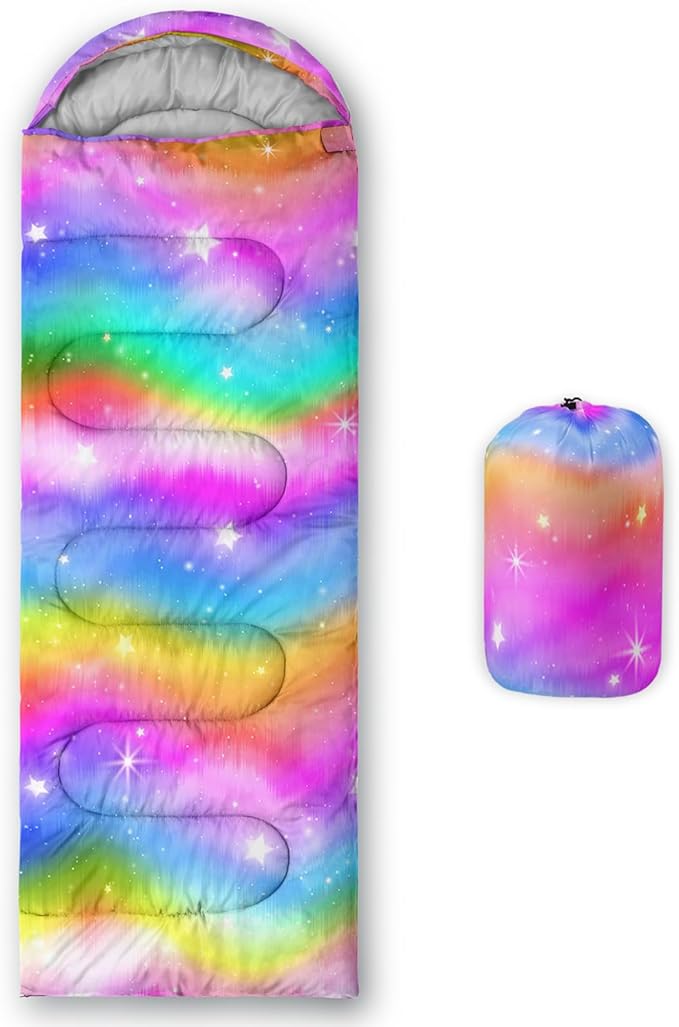 BSNTHO Rainbow Camping Sleeping Bags,3 Season Warm & Cool Weather,Lightweight,Waterproof Sleeping Bags for Adults & Kids,Traveling,and Outdoors,Camping Gear Equipment,31x90inch