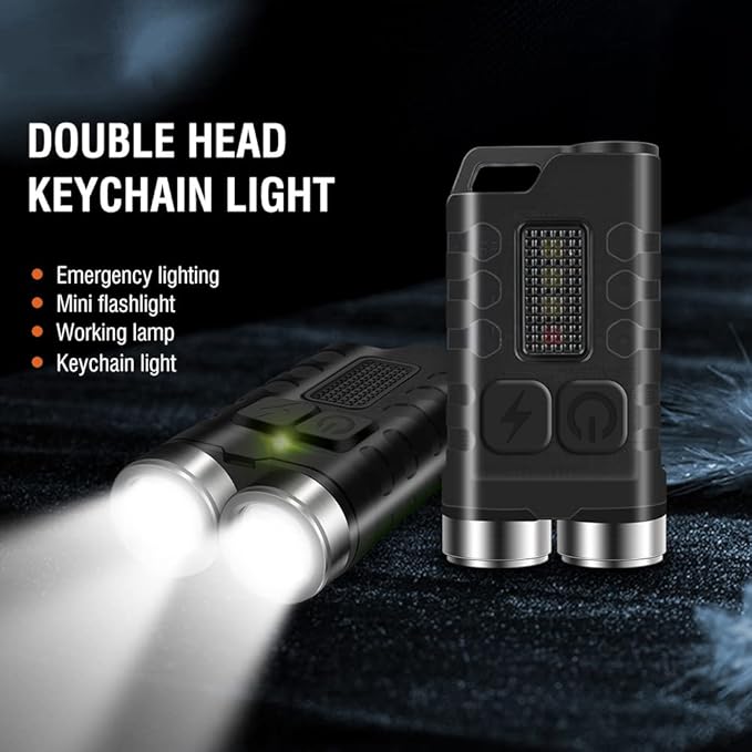 Mini Flashlight Keychain EDC Flashlight Rechargeable Magnet LED Bright 900LM Red UV Blue Light,IP65 Waterproof and 12 Light Modes Pocket Flashlight for Adventure Camping Black