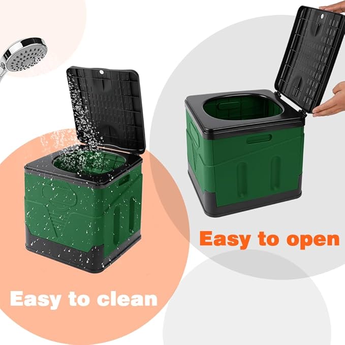 Adult Portable Toilet, Outdoor Camping Portable Toilet, Foldable Travel Toilet with Cover, Suitable for Hiking/Long-Distance Travel (Green)