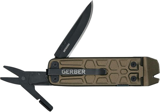 Gerber Gear Lockdown Slim Pry 7-in-1 Multi-tool - 2.5" Plain Edge Blade, Scissors, Saw - EDC Gear and Equipment - Burnt Bronze