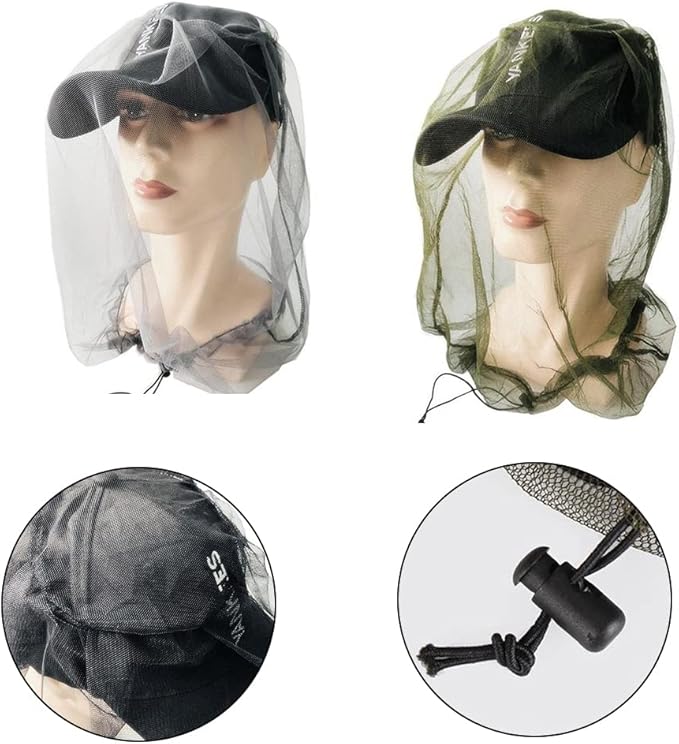 Gray Mosquito Net Mesh Face Neck Fly Netting Hood from Bugs Gnats No See Net for Outdoor Hiking Camping Climbing with Carry Bags Fits Most Sizes of Hats Caps Camping and Hiking Equipment