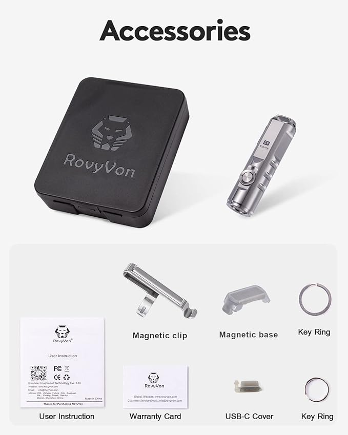 RovyVon Aurora A2 G4 Bright Keychain Flashlight USB C Rechargeable EDC Flashlight 650 lumens Small Magnetic Clip Flashlight, Lockout Feature Momentary On for Daily Carry Use