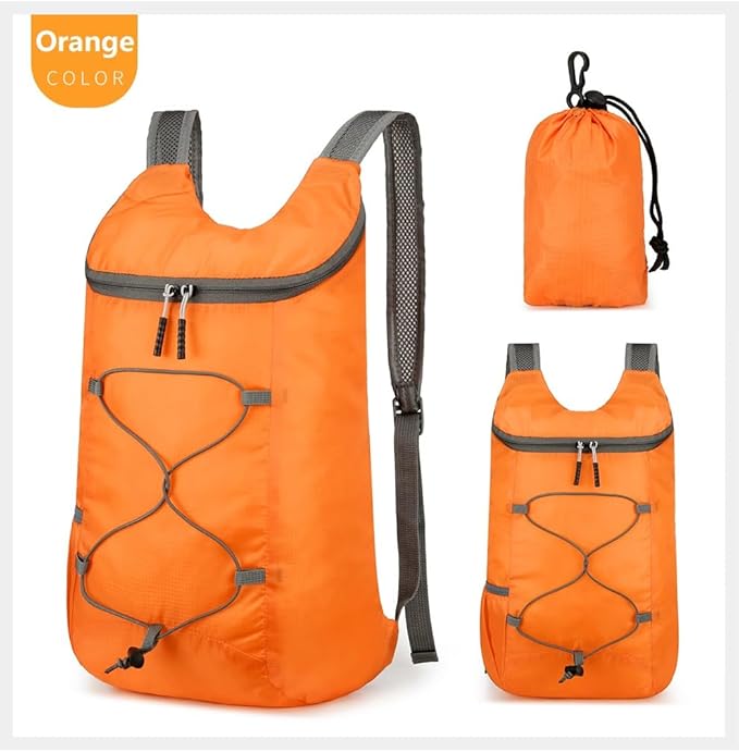 16L Hiking-Daypack Lightweight-Foldable Travel-Backpack Water-Resistant Camping Outdoor Packable Easy Carry-on Bag (Orange)
