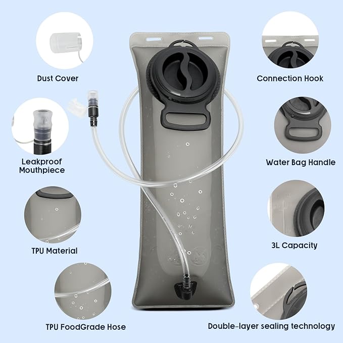 Water Bladder for Hydration Pack Hiking Water Backpack Hydration Backpack Leak Proof Easy Clean 2L 3L Hydration Bladder Water Reservoir Water Pouch for Running Hiking Climbing Camping Cycling Hunting