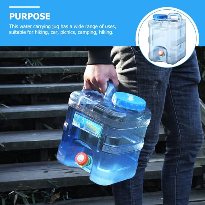 BESPORTBLE Water Container with Tap, 10L Portable Plastic Water Bucket Driving Water Tank Water Bottle Carrier for Outdoor Camping Travel Bucket Home Emergency Drinking Storage Kettle
