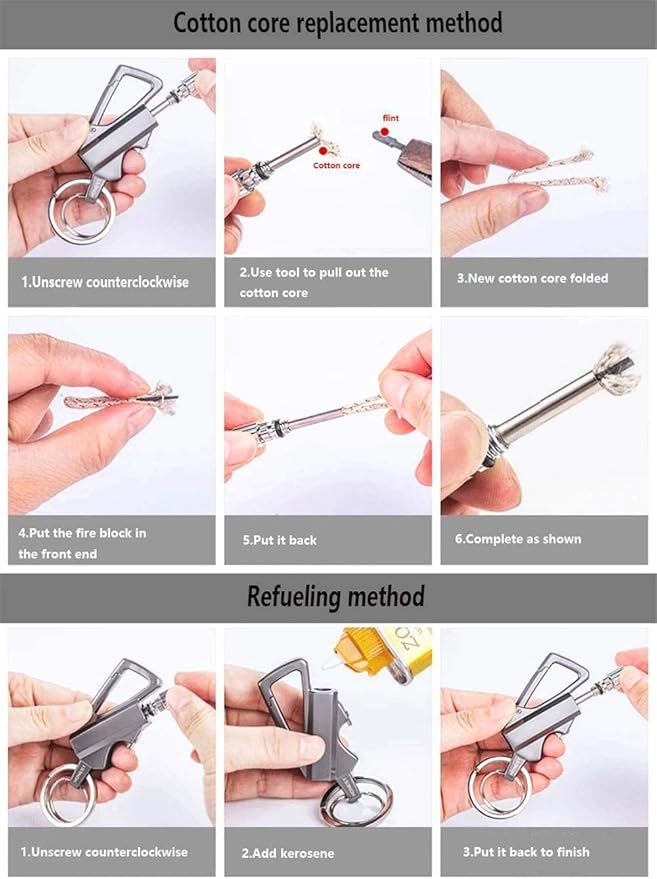 Permanent Match with Bottle Opener Metal Keychain Lighter, Reusable Waterproof Flint Matchstick Fire Starter for Camping Hunting, Great Gift Ideas Gold