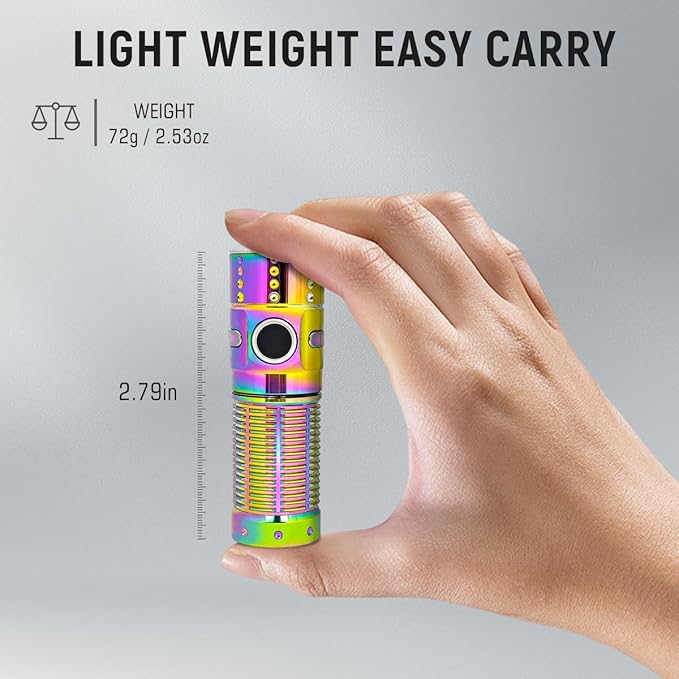 EDC Flashlight Rechargeable, 310M Throw 1300 High Lumen LED Mini Pocket Flash Light with Magnetic Base, Compact Waterproof Small Powerful Light for Home, Camping, Emergencies-Rainbow Color