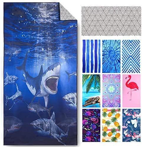 Microfiber Lightweight Thin Beach Towel Sandproof Compact Clearance Towels Quick Dry Sand Free Camping Swim Pool Blanket Travel Essentials Accessories Vacation Stuff Women Men Adult Gift Shark
