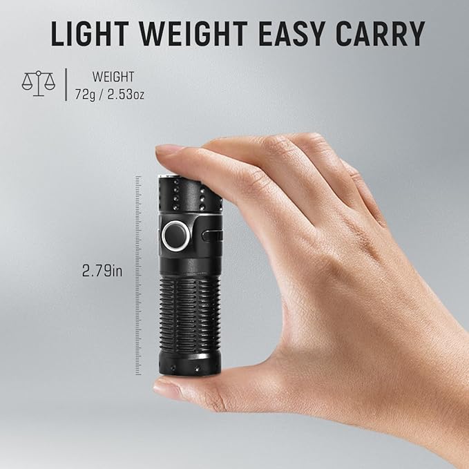 EDC Flashlight Rechargeable, 1300 High Lumen LED Mini Pocket Flash Light with Magnetic Base, 310M Throw Compact Waterproof Small Powerful Light for Home, Camping, Emergencies-Black Color