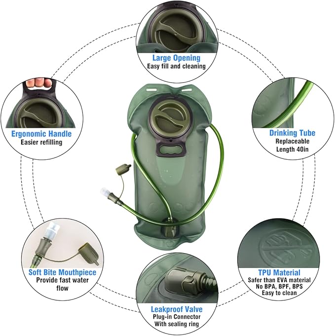 Hydration Bladder Reservoir BPA Free TPU Water Bladder for Hiking Hiking Backpack Biking and Camping Outdoor Backpack Reservoirs