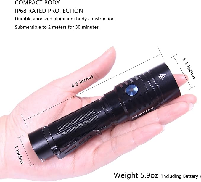 E37 USB C Rechargeable LED Handheld Flashlights, 2530 Lumens - Ultra-Compact and Super Bright for Daily Carry, Work, Camping, Hiking - Ideal for Emergency and Law Enforcement Use