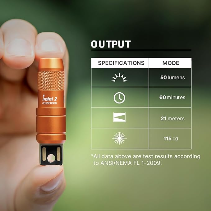 OLIGHT IMINI 2 EDC Rechargeable Keychain Flashlight, 50 Lumens Compact and Portable Mini Light, Tiny LED Keyring Lights with Built-in Battery Ideal for Everyday Carry and Emergencies (Orange)