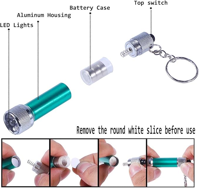 Antner 18pcs Mini Flashlights Keychain 5 Bulbs LED Keychain Toy for Kids Party Favors, Camping, Travel, Home or Office(Battery Included)