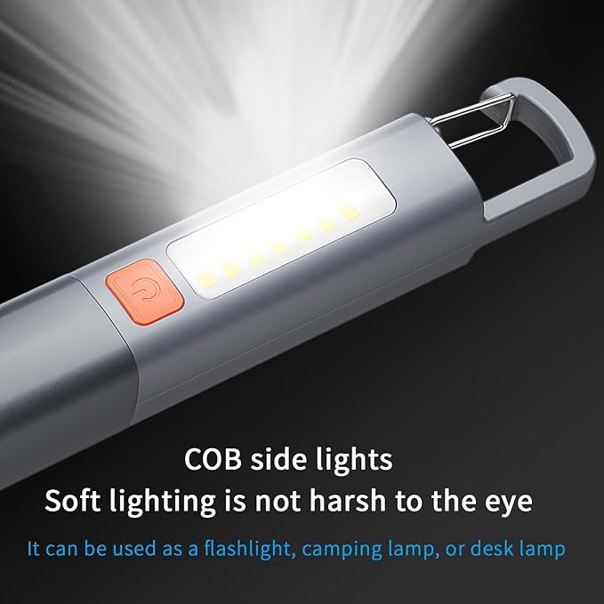 QUMOX Rechargeable LED Flashlight - Super Bright, Zoomable, USB Rechargeable, 3 Modes with COB Work Light - Compact Design for Camping and Emergencies - Pack of 2