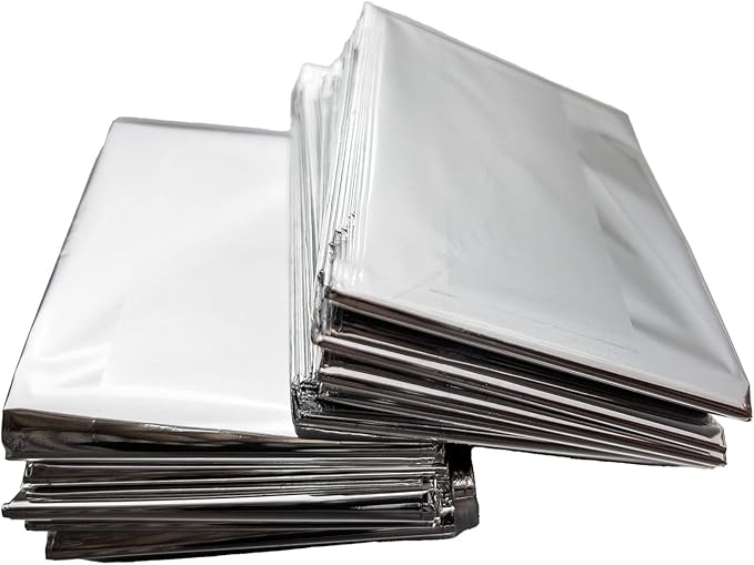 NOVAMEDIC Emergency Foil Mylar Thermal Blankets - Pack of 200, 84"x52", Individually Wrapped, Waterproof Survival Blanket for Camping, Outdoors, First Aid Kit & Travel, Lightweight & Compact, Silver