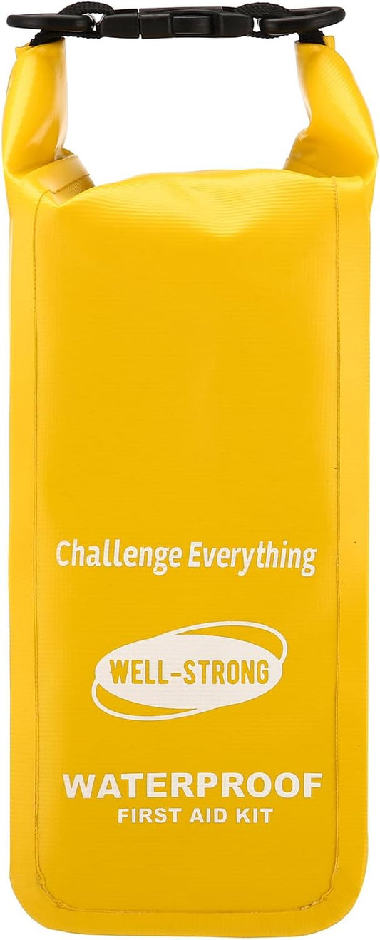 Waterproof First Aid Kit Roll Top Boat Emergency Kit with Waterproof Contents for Fishing Kayaking Boating Swimming Camping Rafting Beach Yellow